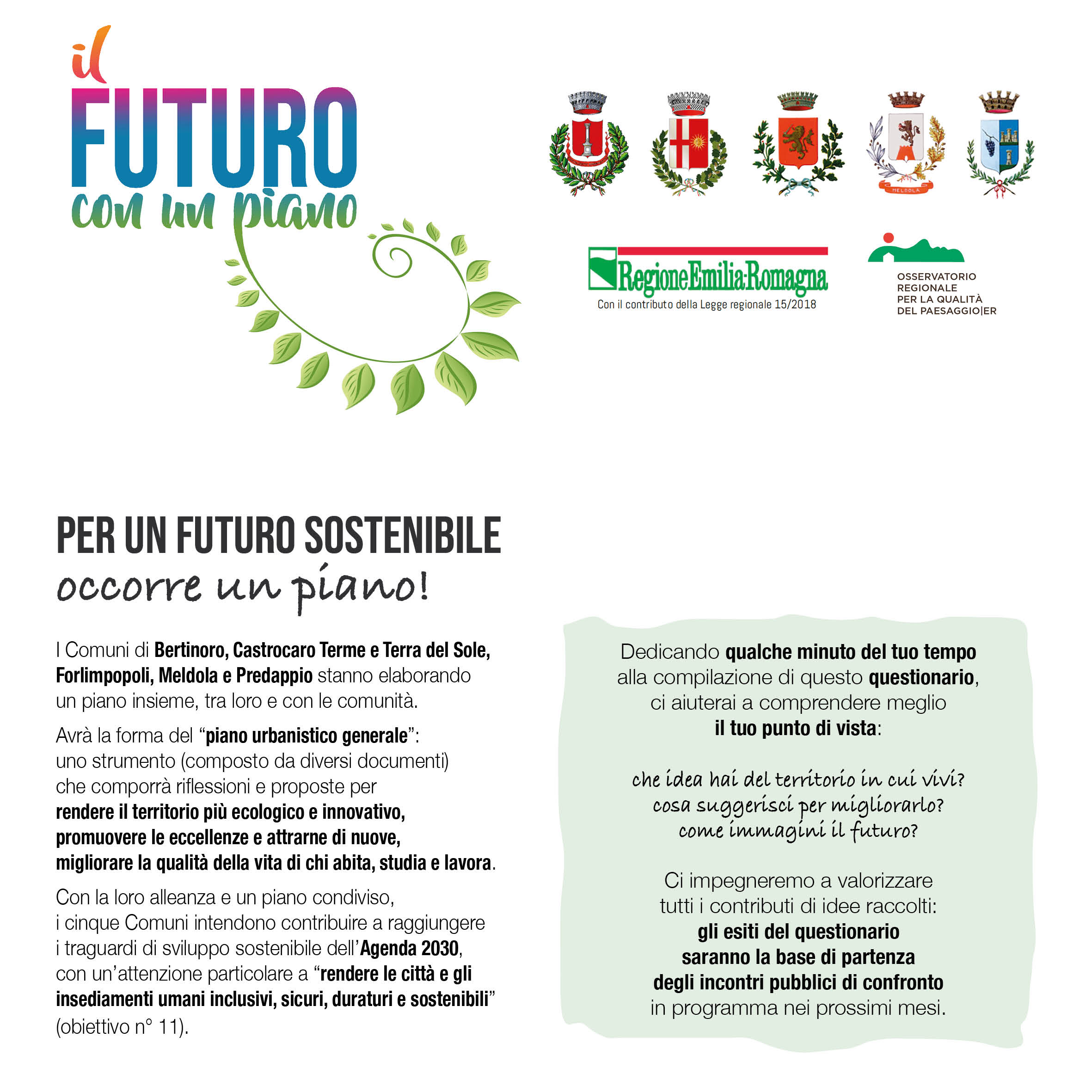Al via il percorso partecipativo “Il futuro con un piano” per la redazione del Piano Urbanistico foto 